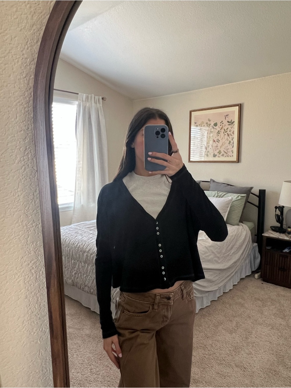 Urban Outfitters Black Button-Front Crop Cardigan